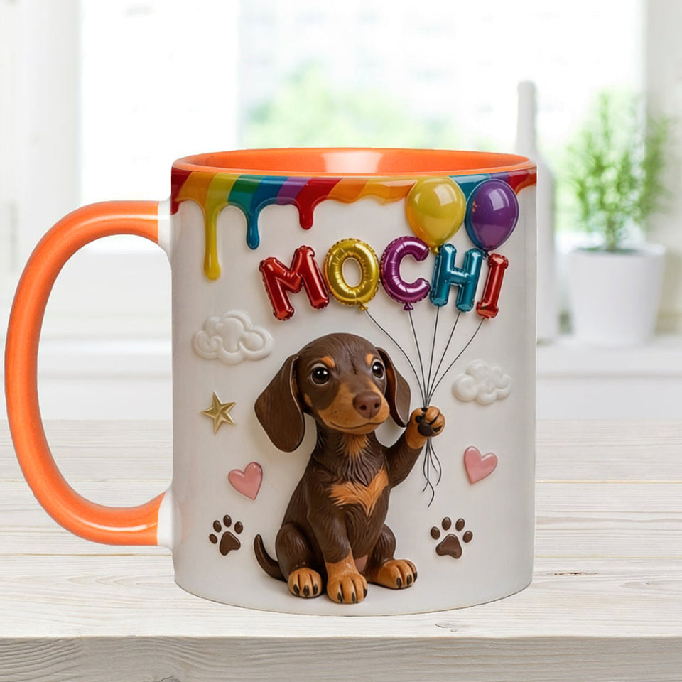 Custom Pet Name Ballon - Personalized Dog Accent Mug With Gift Box