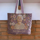 Floral Portrait Quilted Tote - Personalized Grandma Quilted Tote Bag