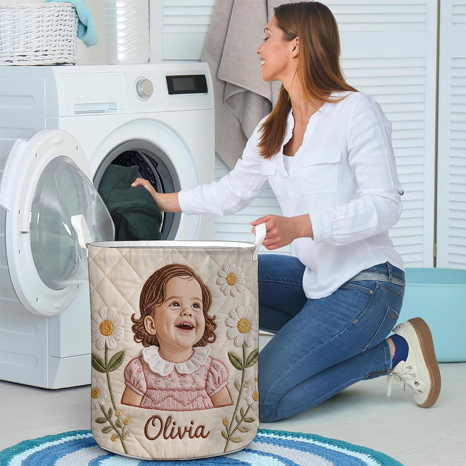 Custom From Any Flower, Any Photo - Personalized Birth Month Flower Storage Basket