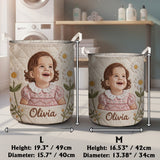 Custom From Any Flower, Any Photo - Personalized Birth Month Flower Storage Basket