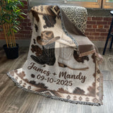 We Got This, Farmhouse Decoration, Cowboy Cowgirl Couple - Personalized Western Outfit Woven Blanket