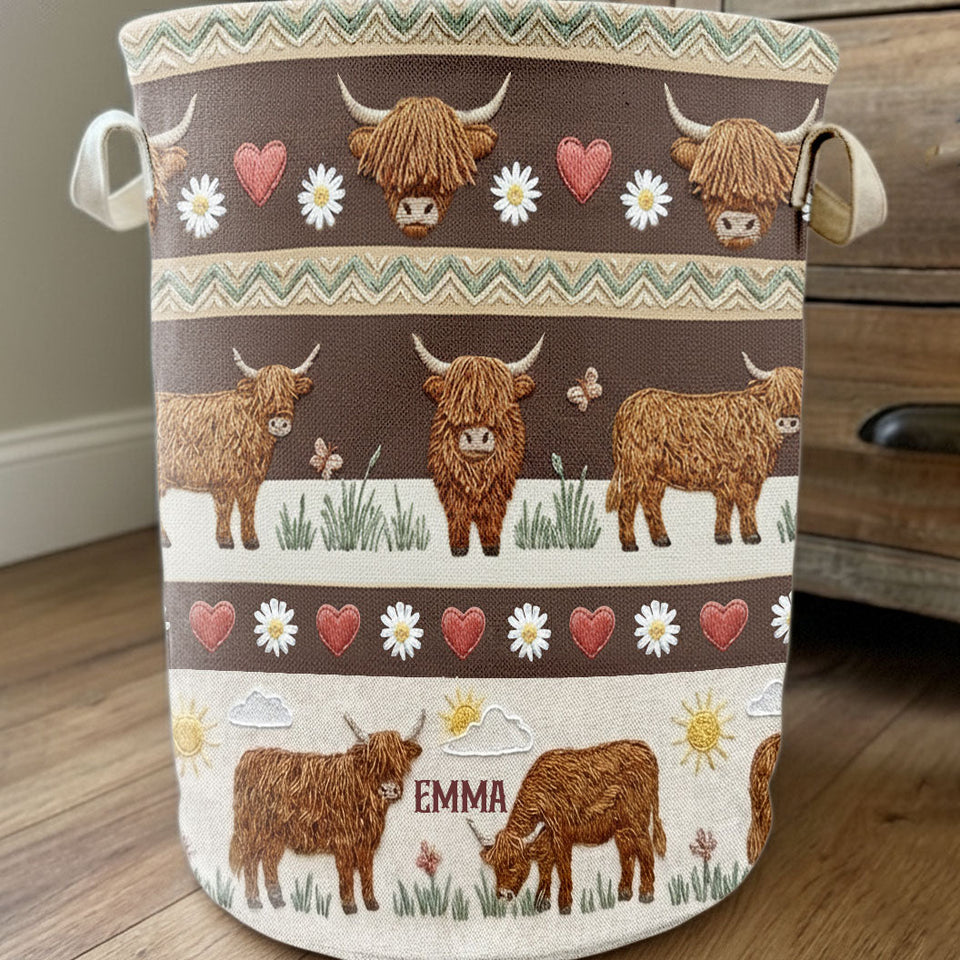 Farm Life - Personalized Highland Cow Storage Basket