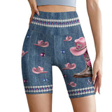 Cool Cowgirl - Personalized Cowgirl High-Waisted Biker Shorts