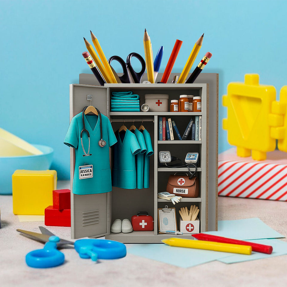 Nurse Personal Locker - Personalized Nurse Wooden Pen Holder