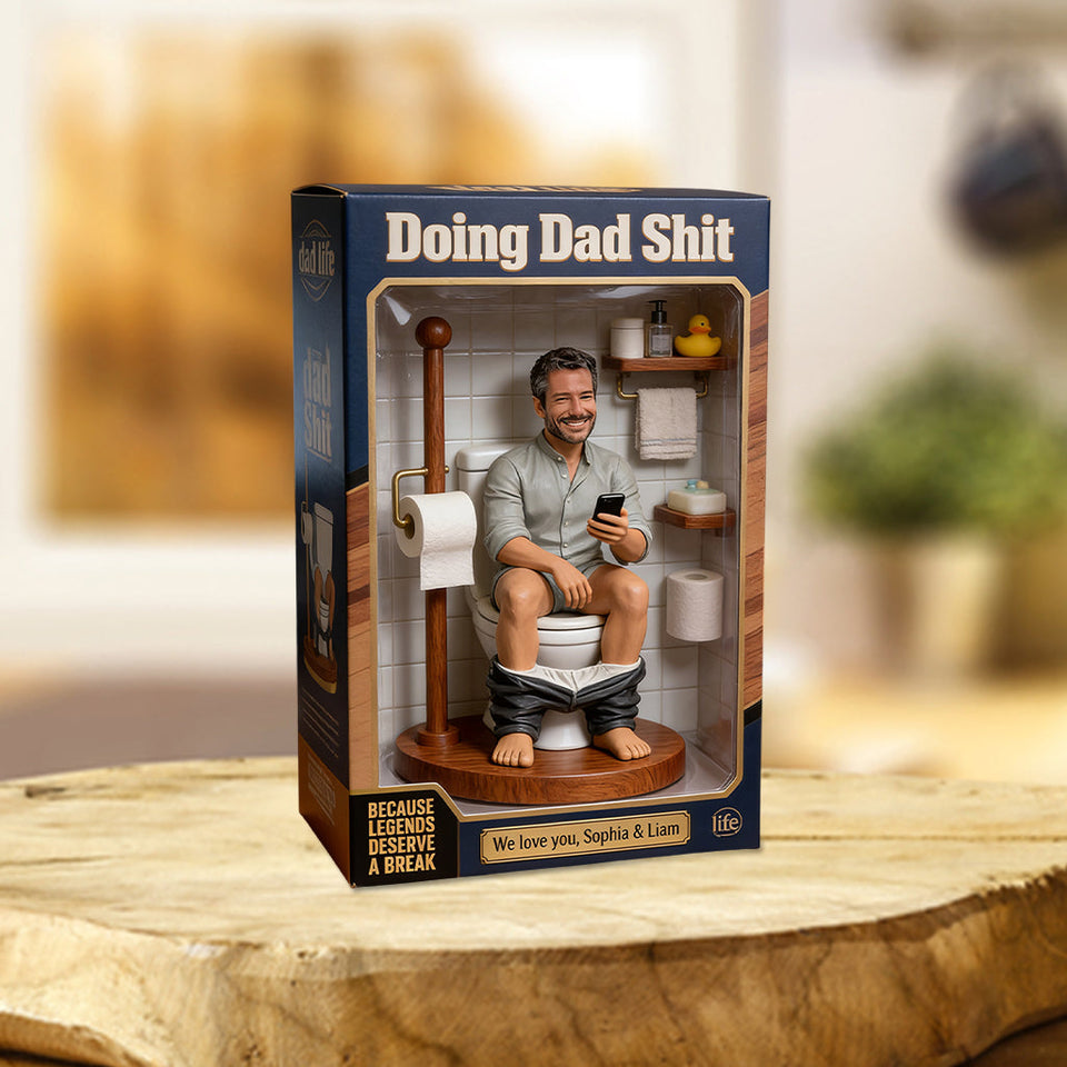 Custom Personalized Balck Dad "Doing Dad Shit" Action Figure – Funny Father's Day Gag Gift, Novelty Office Desk Toy, "Dad Life" Bathroom Man Cave Decor