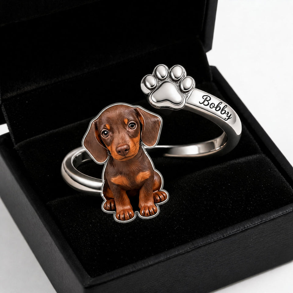 Pet Keepsake Gifts - Personalized Dog Adjustable Shaped Ring
