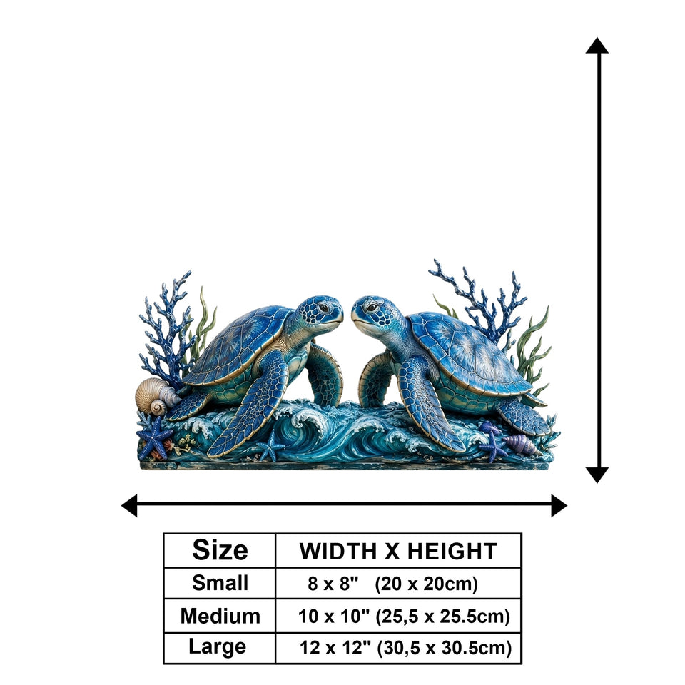 Turtle Couple Door Decoration - Personalized Turtle Wooden Wall Mount Sign