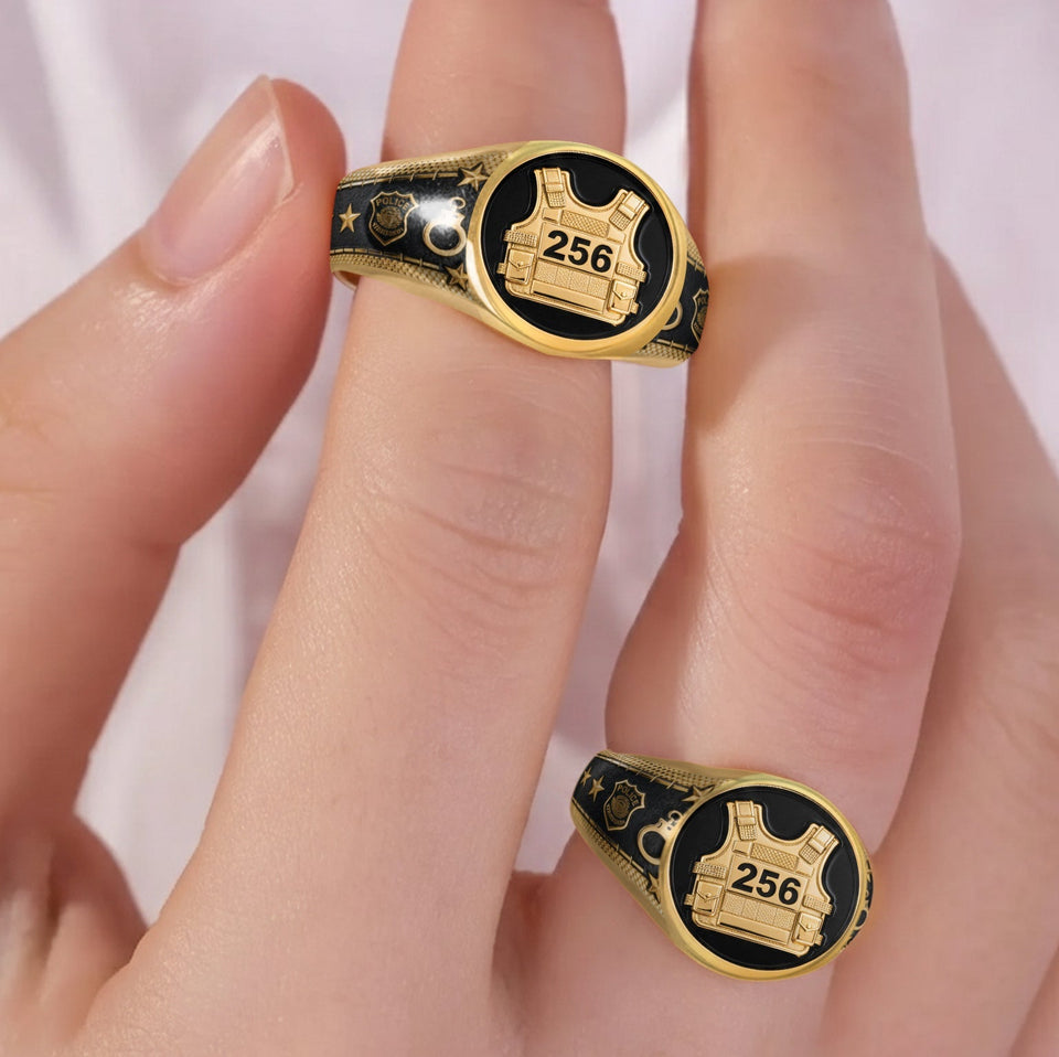 Protect And Serve - Personalized Police Officer Signet Ring