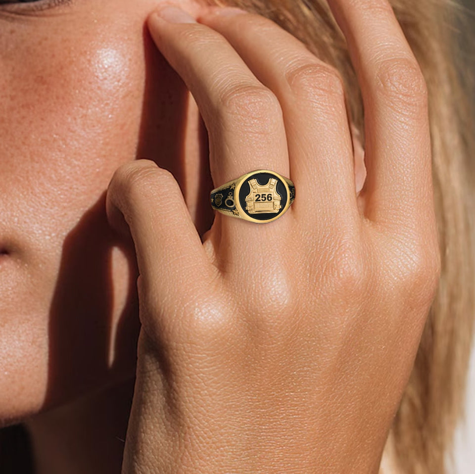 Protect And Serve - Personalized Police Officer Signet Ring