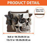 Butterfly Skull - Personalized Skull Wooden Pen Holder