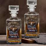 America 250th Anniversary Gifts For Family - Personalized Independence Day/ 4th of July Whiskey Decanter Set