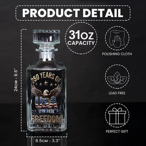 America 250th Anniversary Gifts For Family - Personalized Independence Day/ 4th of July Whiskey Decanter Set