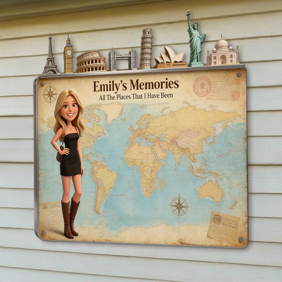 Travel Magnet Display Broad - Personalized Travelling 3D Printed Cut Metal Sign