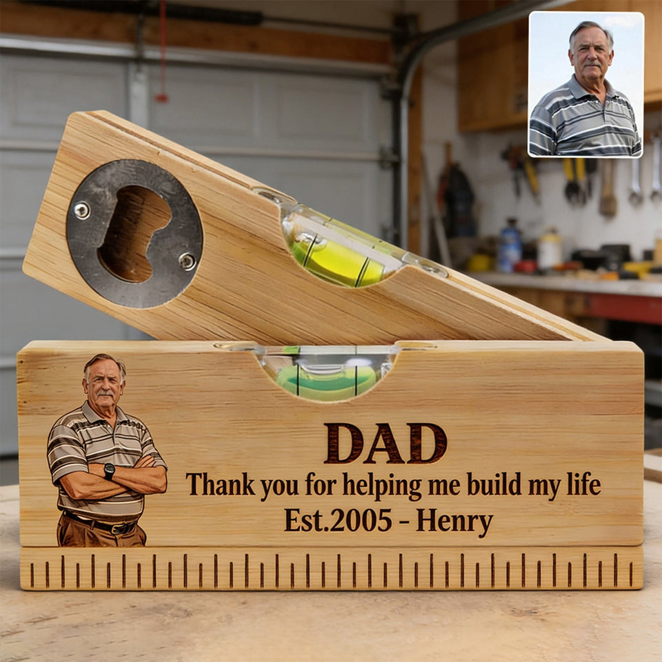 Perfect Father's Day Gift - Personalized Father Spirit Level Bottle Opener