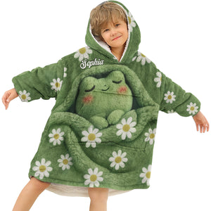 Sleeping Frog - Personalized Frog Blanket Hoodie