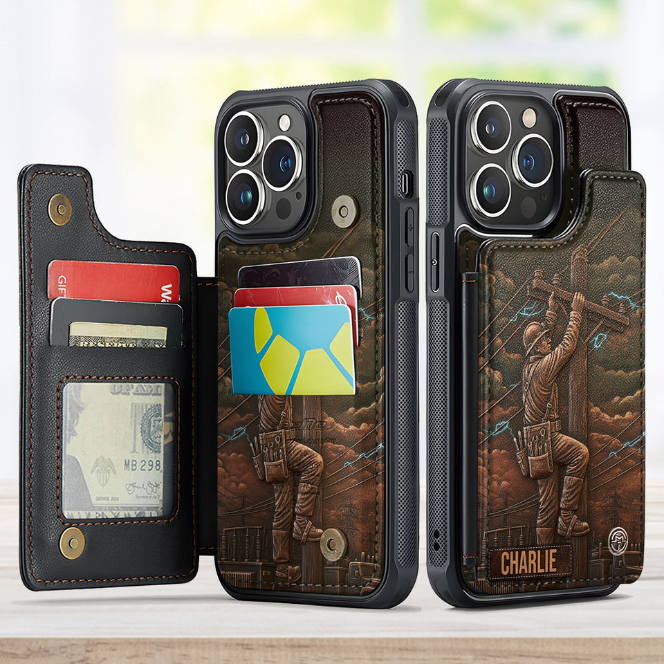 Strongest Lineman - Personalized Lineman Fully Printed Wallet Phone Case