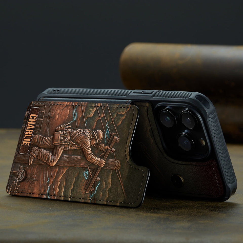 Strongest Lineman - Personalized Lineman Fully Printed Wallet Phone Case