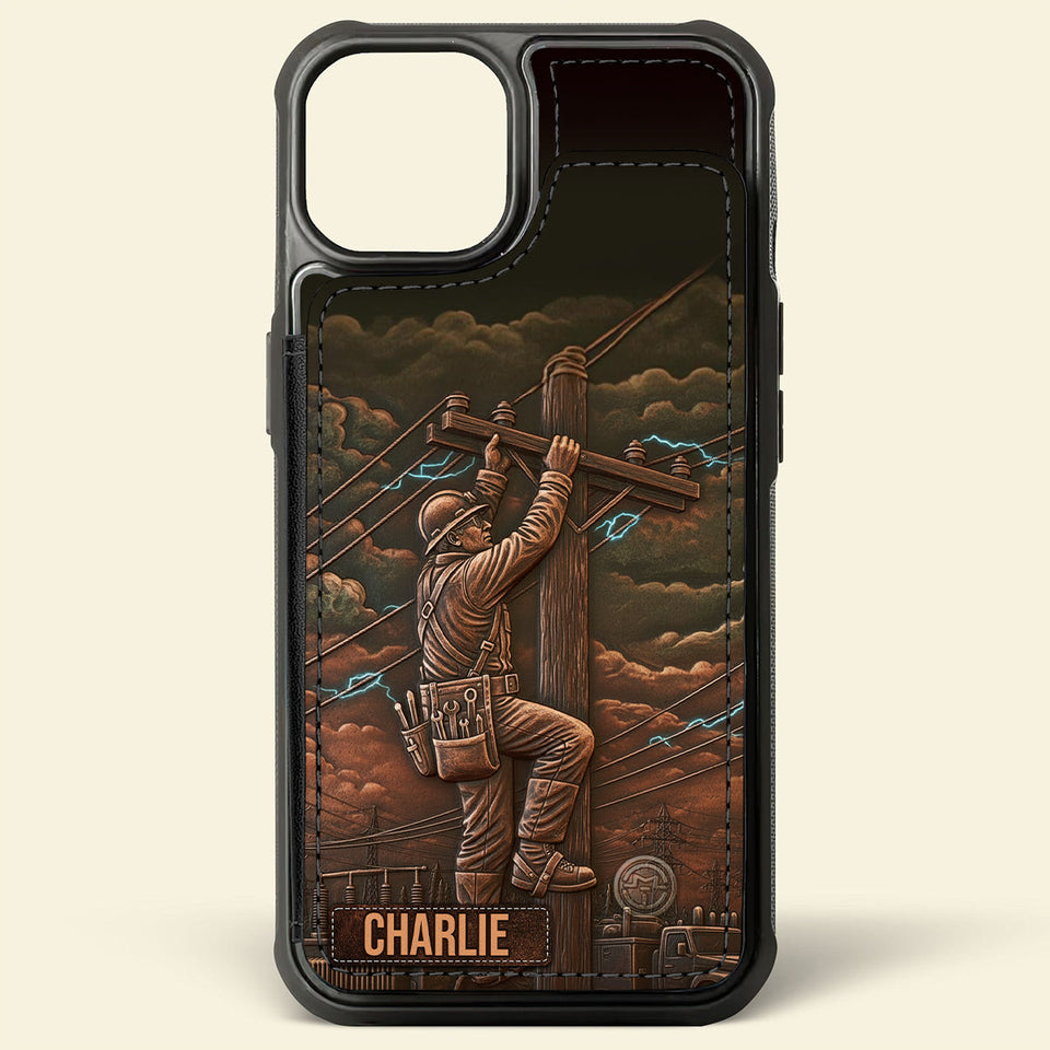 Strongest Lineman - Personalized Lineman Fully Printed Wallet Phone Case