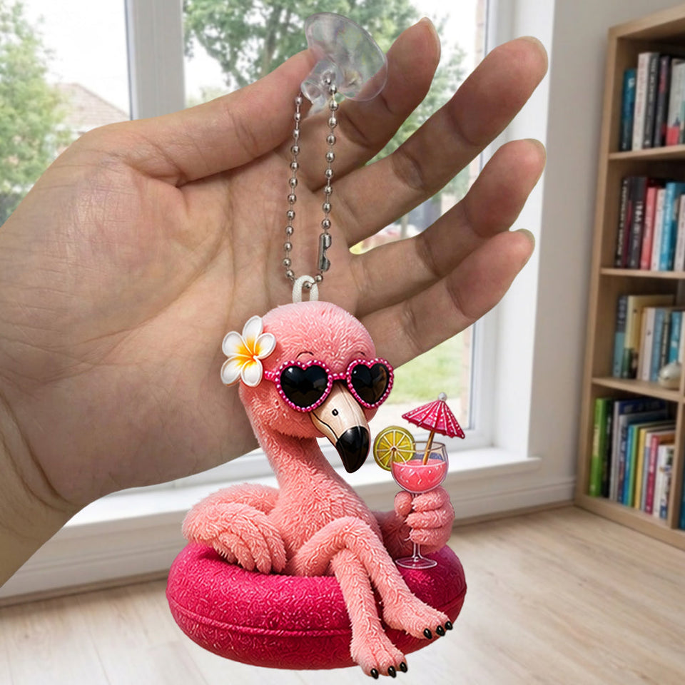 Love Flamingo Summer Vibes - Personalized Flamingo Tumbler With Plush Charm