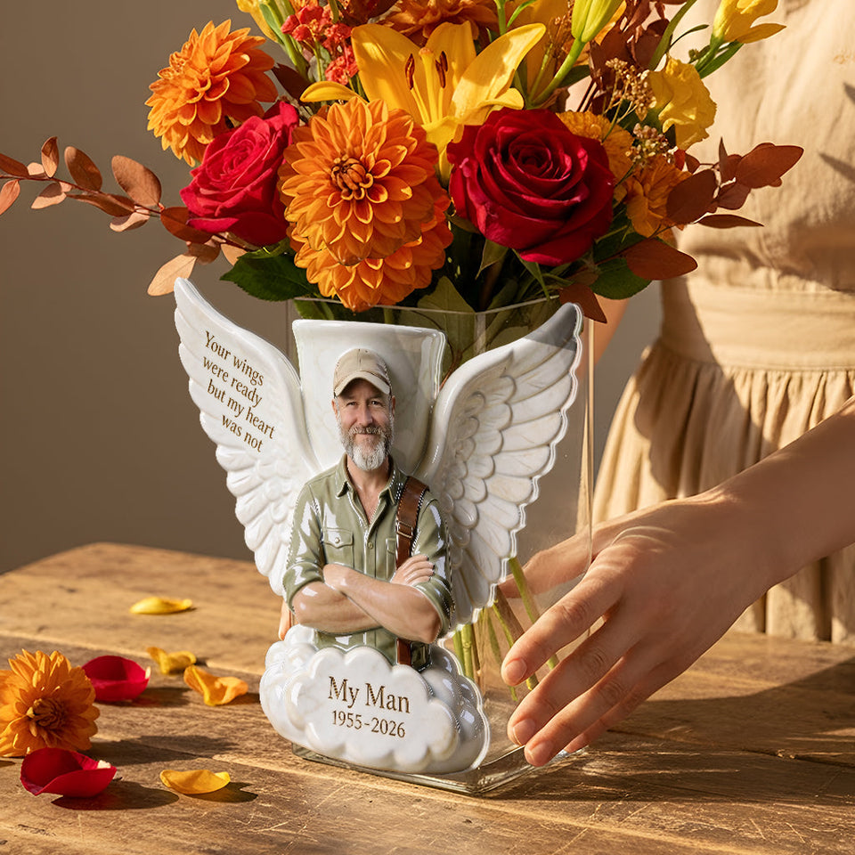 Your Wings Were Ready But My Heart Was Not - Personalized Memorial Acrylic Pot