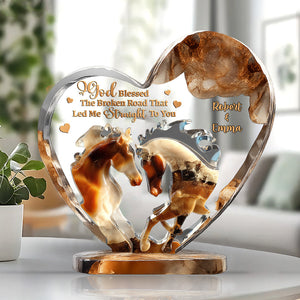 God Blessed The Broken Roads - Personalized Horse Custom Shaped Acrylic Plaque