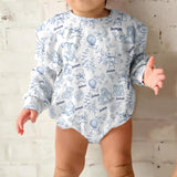 Toil de Jouy Nursery Pattern - Personalized Kid Long Sleeve Onesie