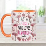 Just A Girl Who Loves Flamingos - Personalized Flamingo Accent Mug