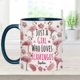 Just A Girl Who Loves Flamingos - Personalized Flamingo Accent Mug