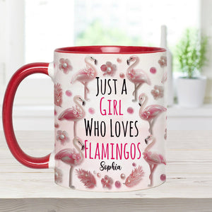 Just A Girl Who Loves Flamingos - Personalized Flamingo Accent Mug