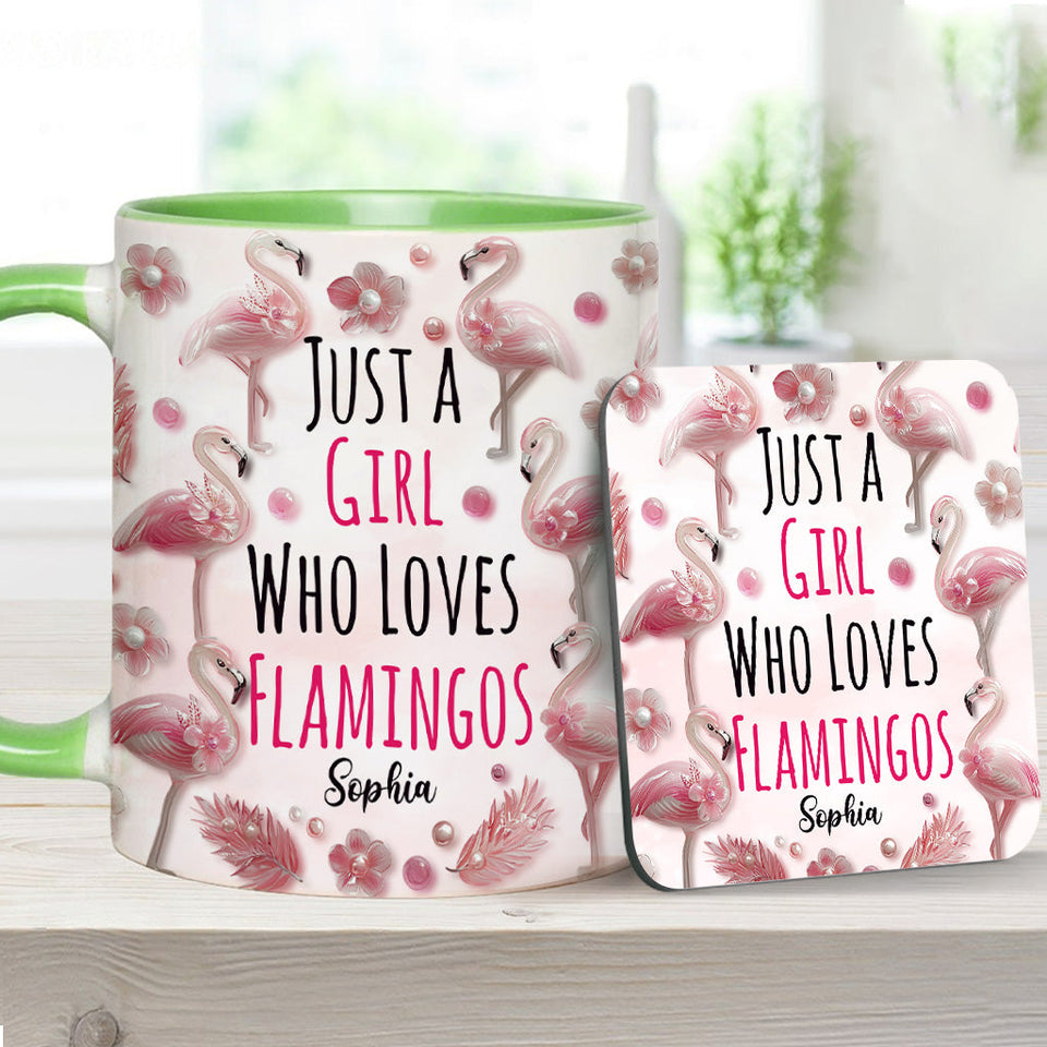 Just A Girl Who Loves Flamingos - Personalized Flamingo Accent Mug