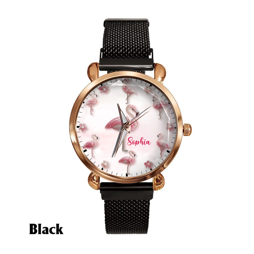 Elegance in Bloom Flamingo - Personalized Flamingo Women Hand Watch