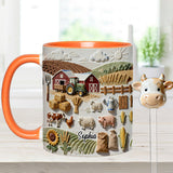 Farm Life - Personalized Farmer Set Accent Mug with Acrylic Stirres