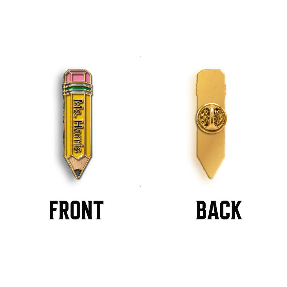 Pencil-Shaped Teacher Gift - Personalized Teacher 3D Embossed Enamel Pin