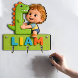 Dinosaur Alphabet Letter & Custom Photo - - Personalized Kid Custom Shaped Hanging Rack