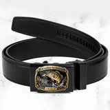 I'd Rather Be Fishing - Personalized Fishing Leather Belt With Shaped Buckle