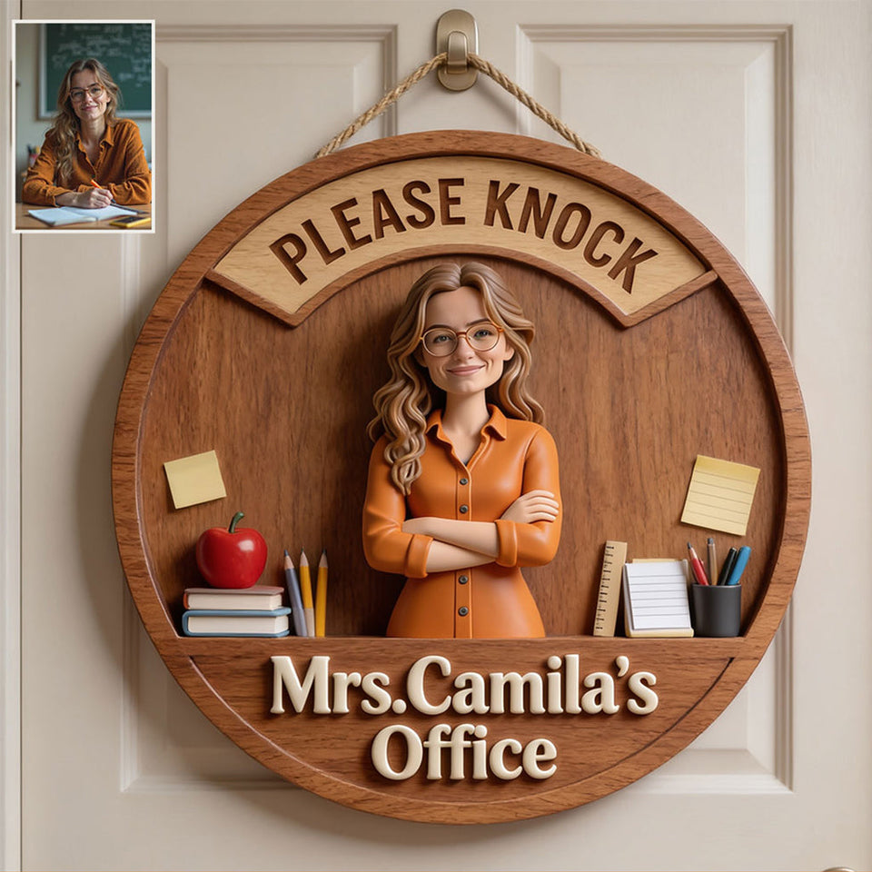 Teacher Door Hanger - Personalized Teacher Spinner Sign Custom Shape