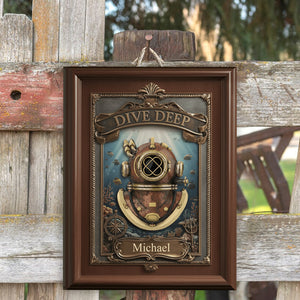 Love Diving, Dive Deep - Personalized Scuba Diving Custom Shaped Wood Sign