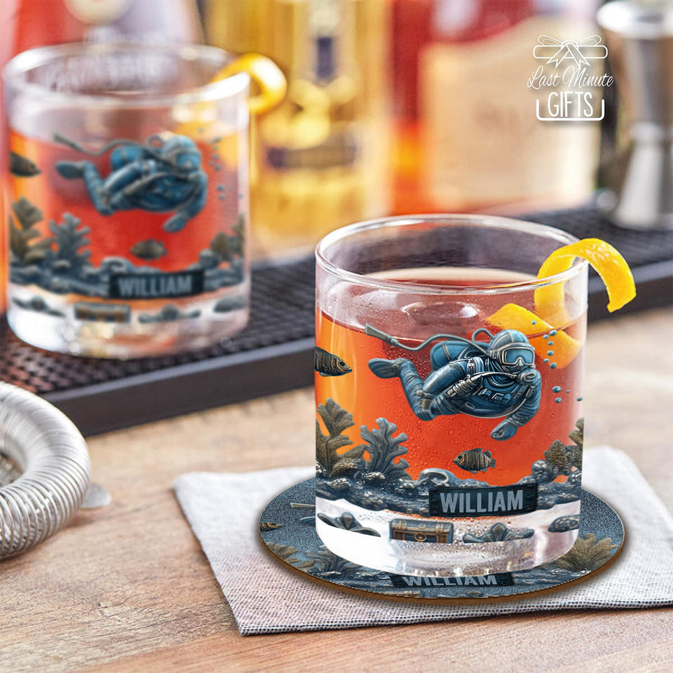 Ocean's Deep - Personalized Scuba Diving Whiskey Glass