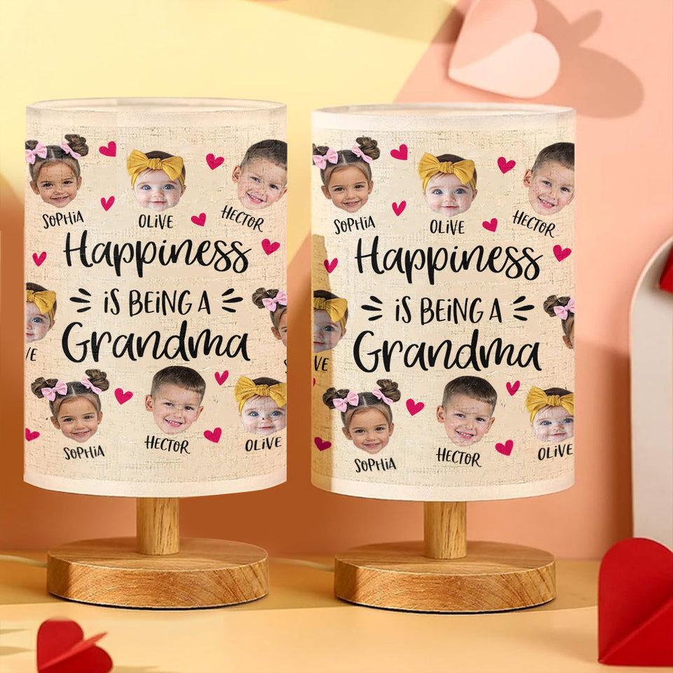 Love Being Called Grandma - Personalized Grandma Tableside Lamp With Wood Base