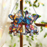 French Bulldog Couple - Personalized French Bulldog Window Hanging Suncatcher Ornament