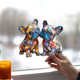 French Bulldog Couple - Personalized French Bulldog Window Hanging Suncatcher Ornament
