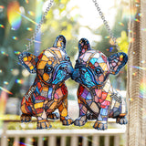 French Bulldog Couple - Personalized French Bulldog Window Hanging Suncatcher Ornament