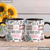 Just A Girl Who Loves Sewing - Personalized Sewing Accent Mug