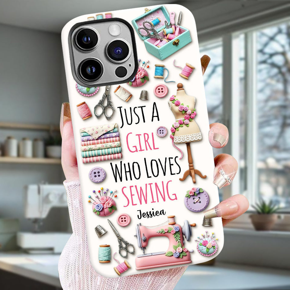Just A Girl Who Loves Sewing - Personalized Sewing Full Print Phone Case