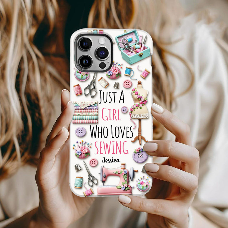 Just A Girl Who Loves Sewing - Personalized Sewing Full Print Phone Case
