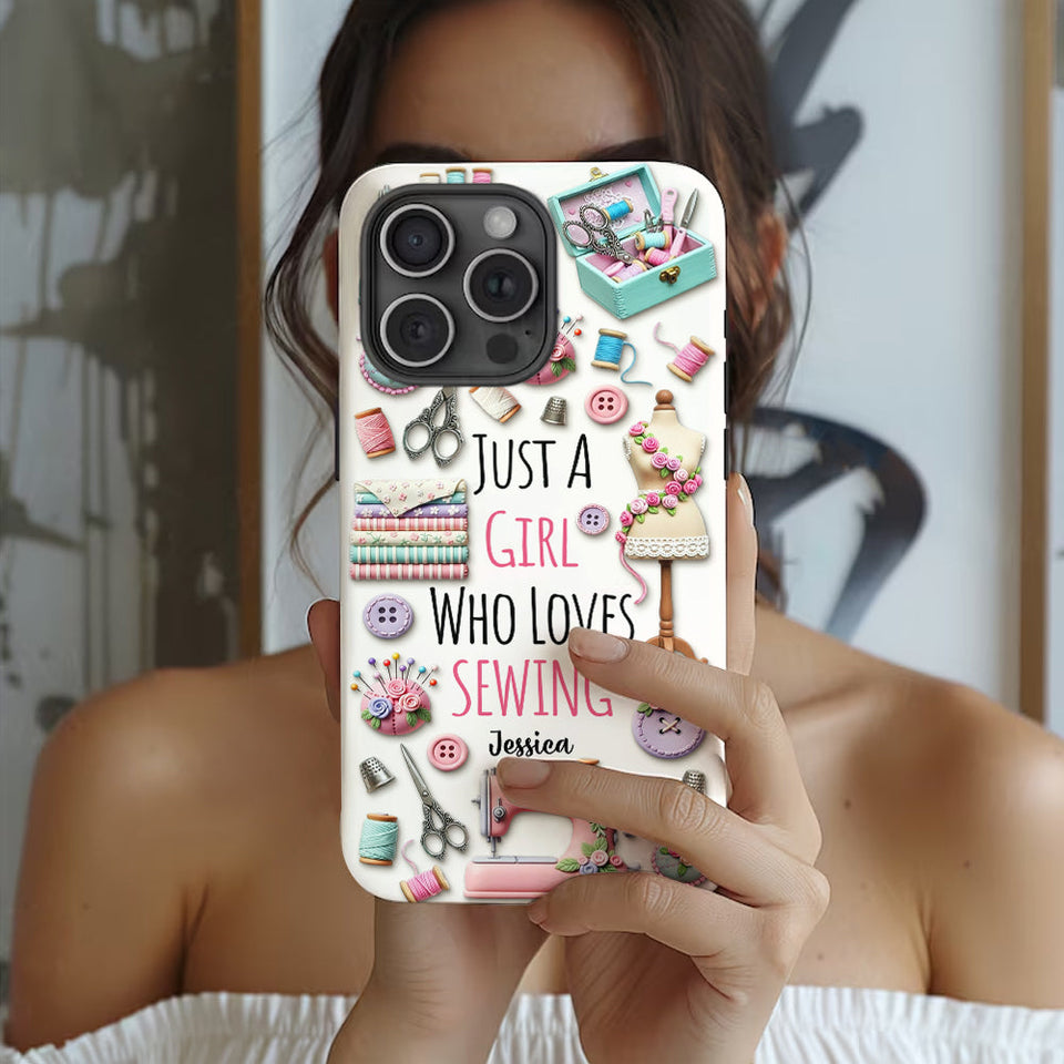 Just A Girl Who Loves Sewing - Personalized Sewing Full Print Phone Case