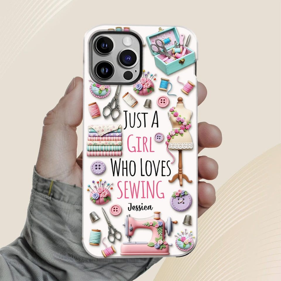 Just A Girl Who Loves Sewing - Personalized Sewing Full Print Phone Case
