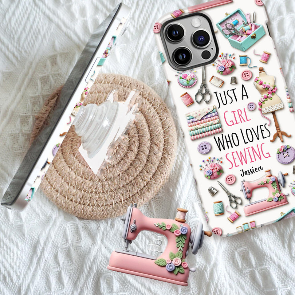 Just A Girl Who Loves Sewing - Personalized Sewing Full Print Phone Case