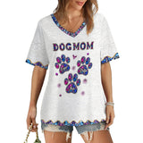 Proud Dog Mom - Personalized Dog Fully Printed V-Neck T-Shirt