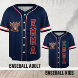 Patriotic Highland Cow - Personalized Highland Cow Baseball Jersey